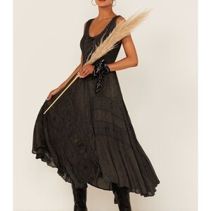Scully Black Embroidered Boho Maxi Dress – Size L (NWT!)